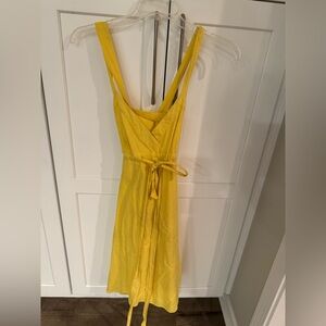 Maeve by Anthropologie Yellow Pleated Tie Front Sundress